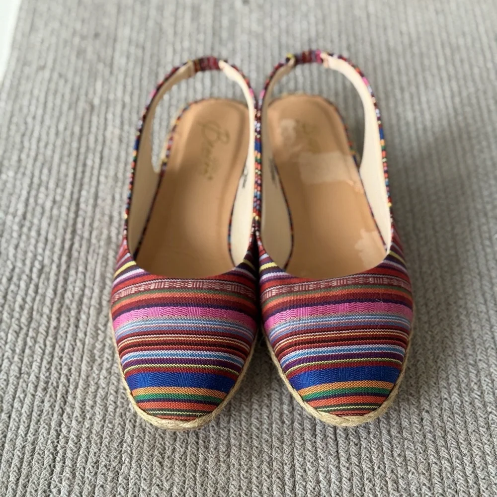 Vintage Beacon Pink Purple Multi Striped Espadrille Sandals Size 10W *FLAW*